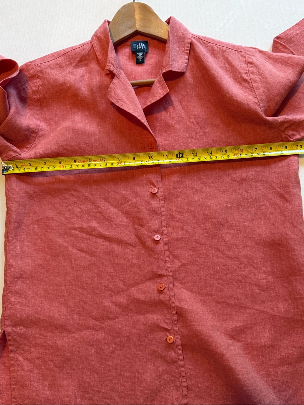 Eileen Fisher Coral Linen Button-Up Top and Skirt Set - Picture 10 of 11